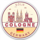 Keulen Duitsland City Skyline Emblem Sticker (Voorkant)