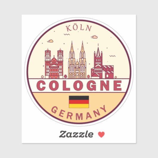 Keulen Duitsland City Skyline Emblem Sticker (Vel)