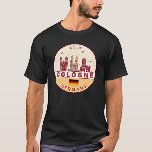Keulen Duitsland City Skyline Emblem T-shirt (Voorkant)