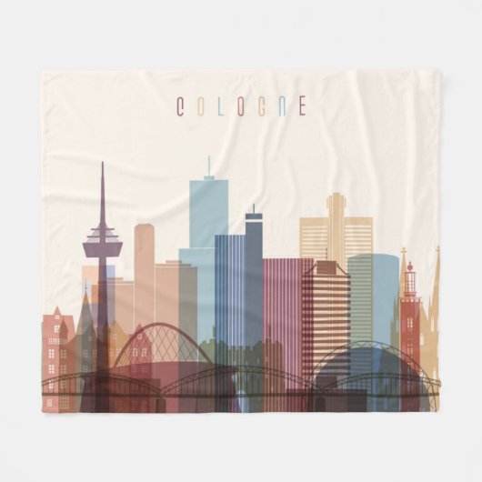 Keulen, Duitsland | City Skyline Fleece Deken (Voorkant (Horizontaal))