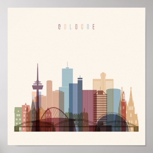 Keulen, Duitsland | City Skyline Poster (Voorkant)