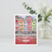 Keulen Duitsland Famous Travel Waterverf Sketch Briefkaart (Staand voorkant)