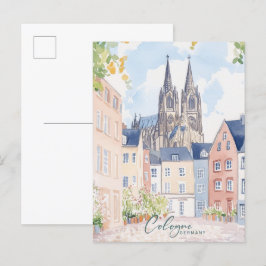Keulen Duitsland Gouache Verf Illustratie Reizen Briefkaart