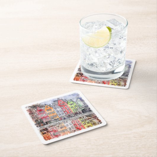 Keulen Duitsland Hand getrokken Waterverf schets Kartonnen Onderzetters (Insitu)