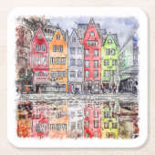 Keulen Duitsland Hand getrokken Waterverf schets Kartonnen Onderzetters (Voorkant)