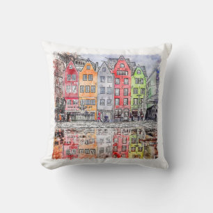 Keulen Duitsland Hand getrokken Waterverf schets Kussen