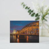 Keulen Duitsland Hohenzollern Bridge 's nachts Briefkaart (Staand voorkant)
