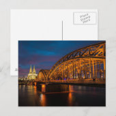 Keulen Duitsland Hohenzollern Bridge 's nachts Briefkaart (Voorkant / Achterkant)
