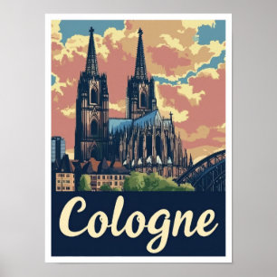 Keulen Duitsland Kunst Vintage Reizen Illustratie Poster