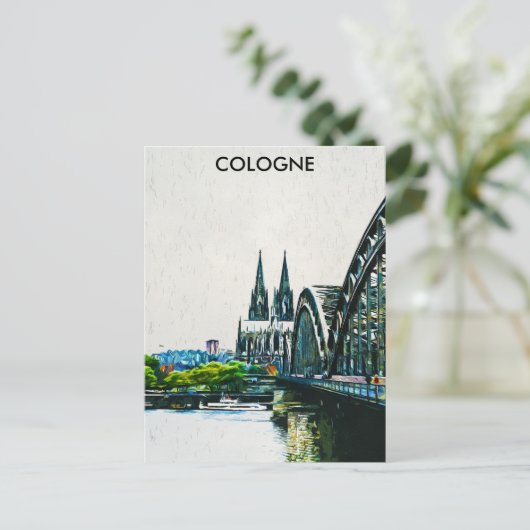 Keulen Duitsland Panorama Uitzicht Schilderij Briefkaart (Staand voorkant)