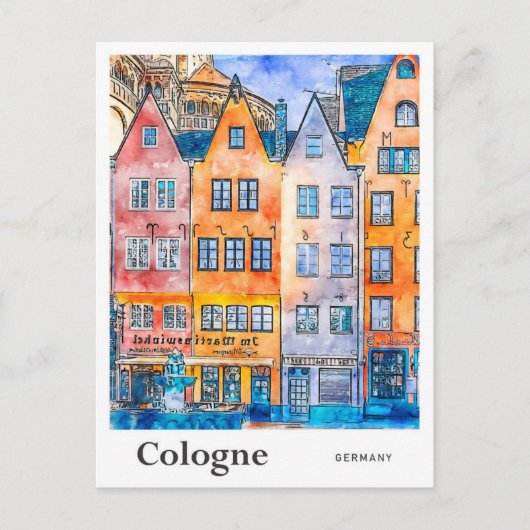 Keulen Duitsland Reizen Waterverf Hand getekend Briefkaart (Voorkant)