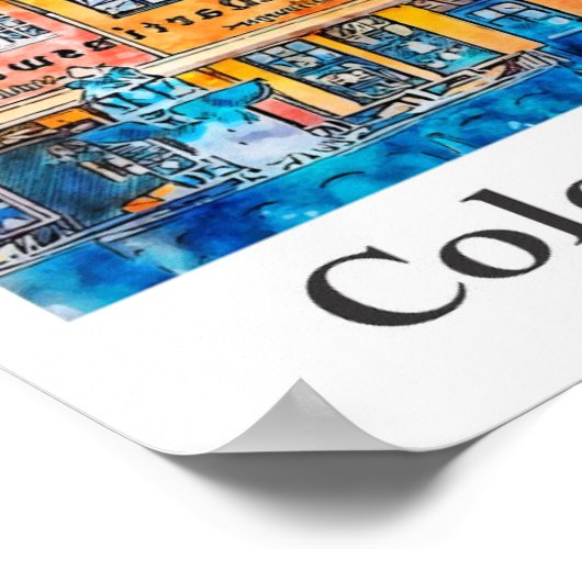 Keulen Duitsland Reizen Waterverf Hand getekend Poster (Hoek)