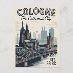 Keulen Duitsland Retro Silhouette Stadsgezicht Rei Briefkaart