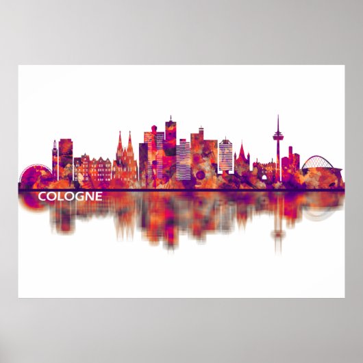 Keulen Duitsland Skyline Poster (Voorkant)
