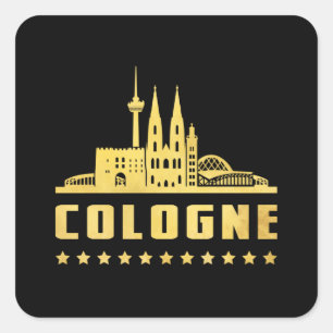 Keulen Duitsland Stad Cityscape Grappig geschenk i Vierkante Sticker