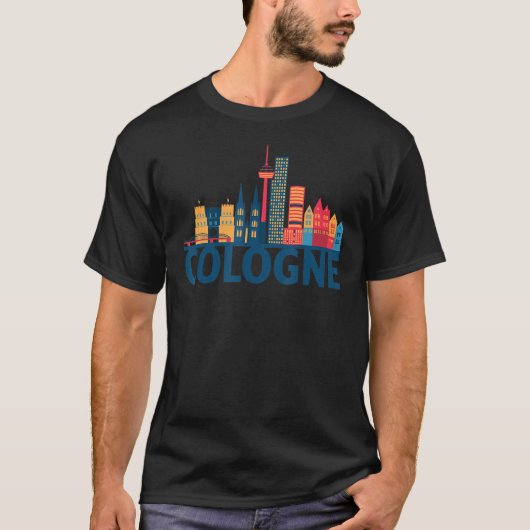Keulen Duitsland Stad Silhouet Overzicht Schets T-shirt (Voorkant)