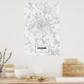 Keulen, Duitsland (zwart op wit) Poster (Keuken)