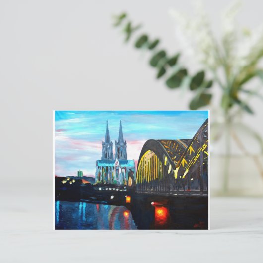 Keulen kathedraal met Hohenzollernbridge Briefkaart (Staand voorkant)