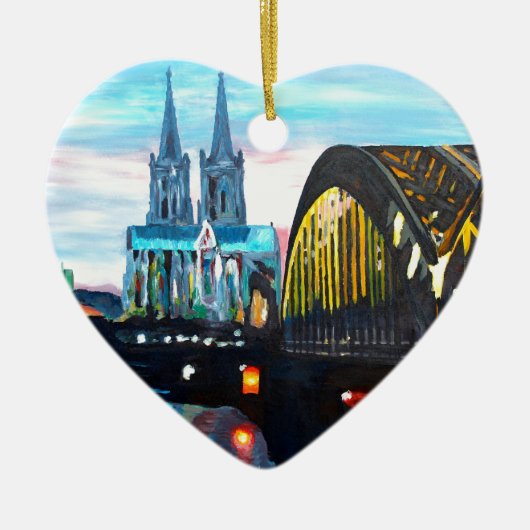 Keulen kathedraal met Hohenzollernbridge Keramisch Ornament (Voorkant)
