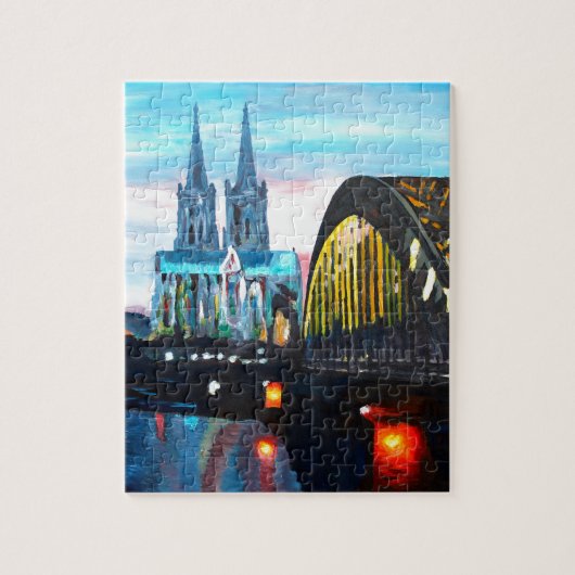 Keulen kathedraal met Hohenzollernbridge Legpuzzel (Verticaal)
