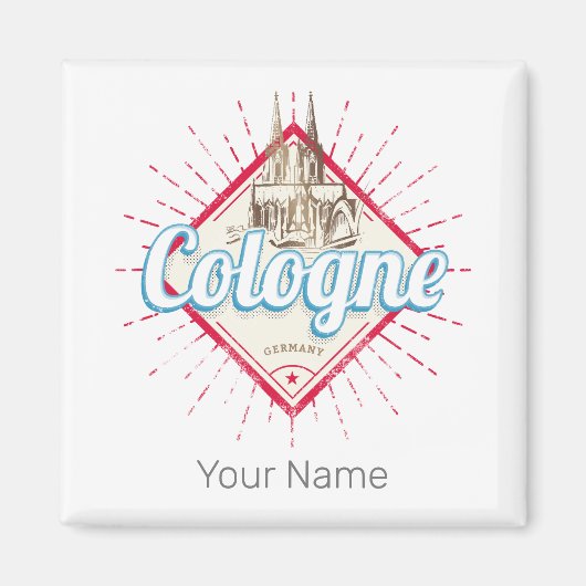 Keulen Stad Duitsland Retro Kathedraal Vintage Magneet (Voorkant)