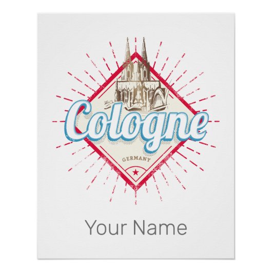 Keulen Stad Duitsland Retro Kathedraal Vintage Perfect Poster (Voorkant)