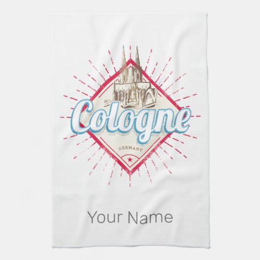 Keulen Stad Duitsland Retro Kathedraal Vintage Theedoek (Verticaal)