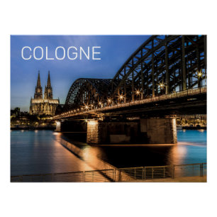 Keulen Stadsbeeld Duitsland Dom Night Souvenir Perfect Poster