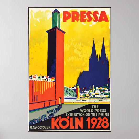 Keulen Wereldpersuitstalling 1928 Oude Poster (Voorkant)