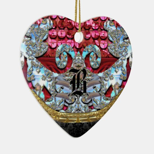 Keulo Victoriaans Elegant Monogram Keramisch Ornament (Rechts)