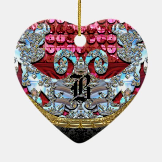 Keulo Victoriaans Elegant Monogram Keramisch Ornament (Achterkant)