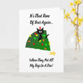 Keur goed: De Kerstboom van de kat: Tijd van Jaar! Kaart (Gele Bloem)