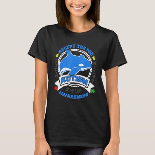 Keur het bewustzijn van Pod Blue Orca autism goed  T-shirt (Voorkant)