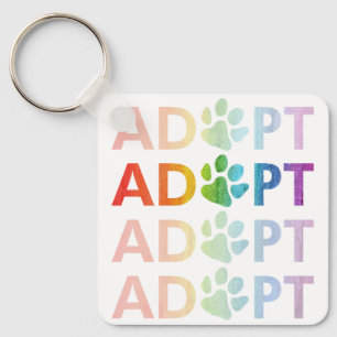 Keur Paw Stapelde Tekst Rainbow goed Sleutelhanger