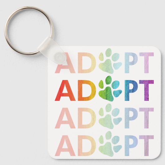 Keur Paw Stapelde Tekst Rainbow goed Sleutelhanger (Voorkant)