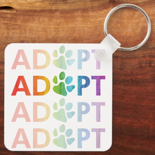 Keur Paw Stapelde Tekst Rainbow goed Sleutelhanger (Achterkant)