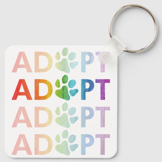 Keur Paw Stapelde Tekst Rainbow goed Sleutelhanger (Achterkant)