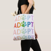 Keur Paw Stapelde Tekst Rainbow goed Tote Bag (Dichtbij)