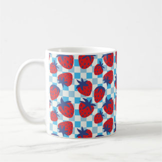 Keurig aardbei-schaakbordpatroon koffiemok