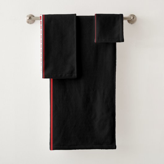 Keurig abstract zwart-wit en rood patroon bad handdoek (Insitu)