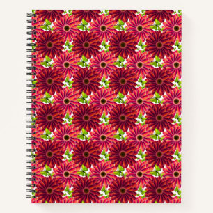 Keurig Bloemmotief met Vlinders Levendig Rood Notitieboek