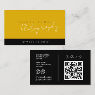 Keurig Gele QR Code Fotografie Visitekaartje