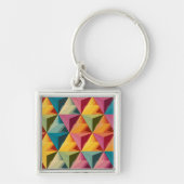 Keurig geometrisch driehoekpatroon  sleutelhanger (Voorkant)