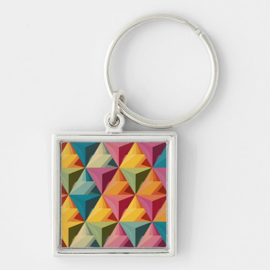 Keurig geometrisch driehoekpatroon  sleutelhanger (Voorkant)