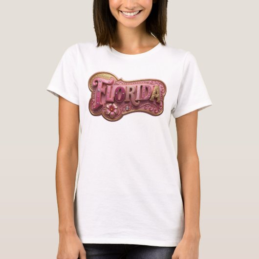Keurig Goud FLORIDA Statement T-shirt (Voorkant)
