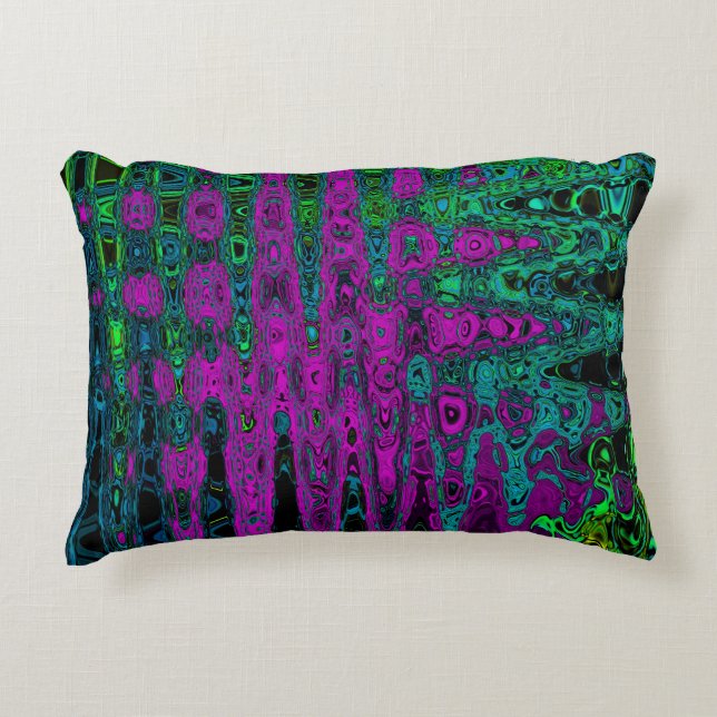 Keurig magenta abstract groovy atoomgolven accent kussen (Voorkant)