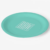 Keurig Modern 3 Initiaal Monogram | Wit Op Aqua Papieren Bordje (Gekanteld)