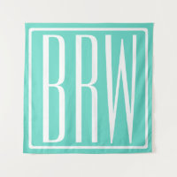 Keurig Modern 3 Initiaal Monogram | Wit Op Aqua