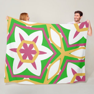 Keurig modern roze geel groen fleece deken