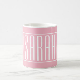 Keurig & Modern Uw Naam of Woord Wit Op Roze Koffiemok